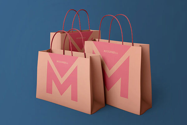 Mockup of 3 Standing Paper Shopping Bags