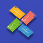 Mockup of 4 Floating Business Cards