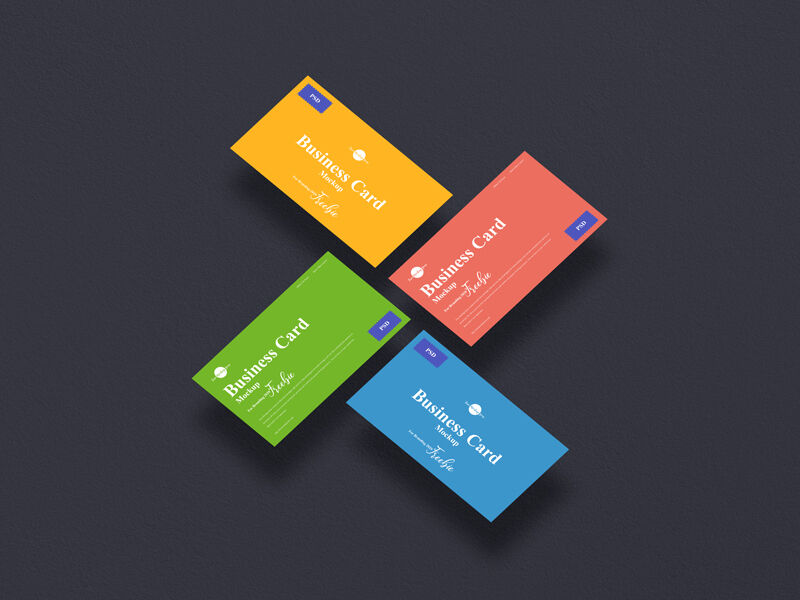 Mockup of 4 Floating Business Cards