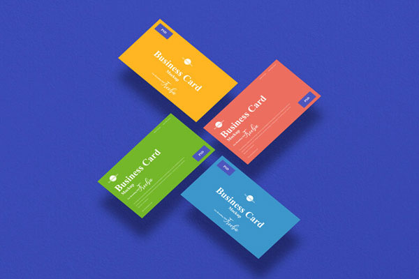 Mockup of 4 Floating Business Cards