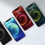 Mockup of 4 iPhone 12 in Different Colors
