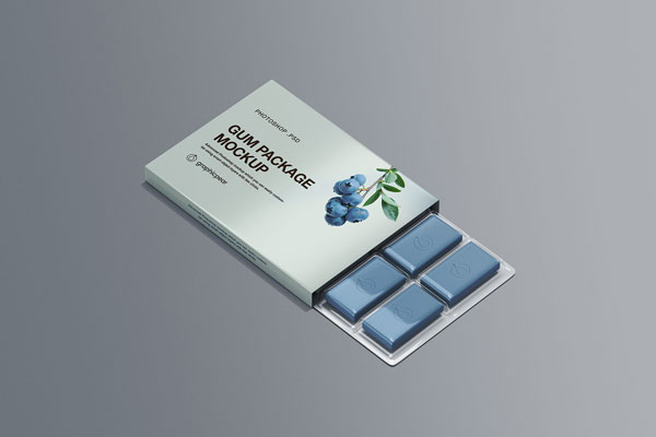 Mockup of a Chewing Gum with Halfway Out Pills