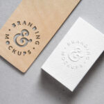 Mockup of a Cutout Wood with an Embossed B-Card