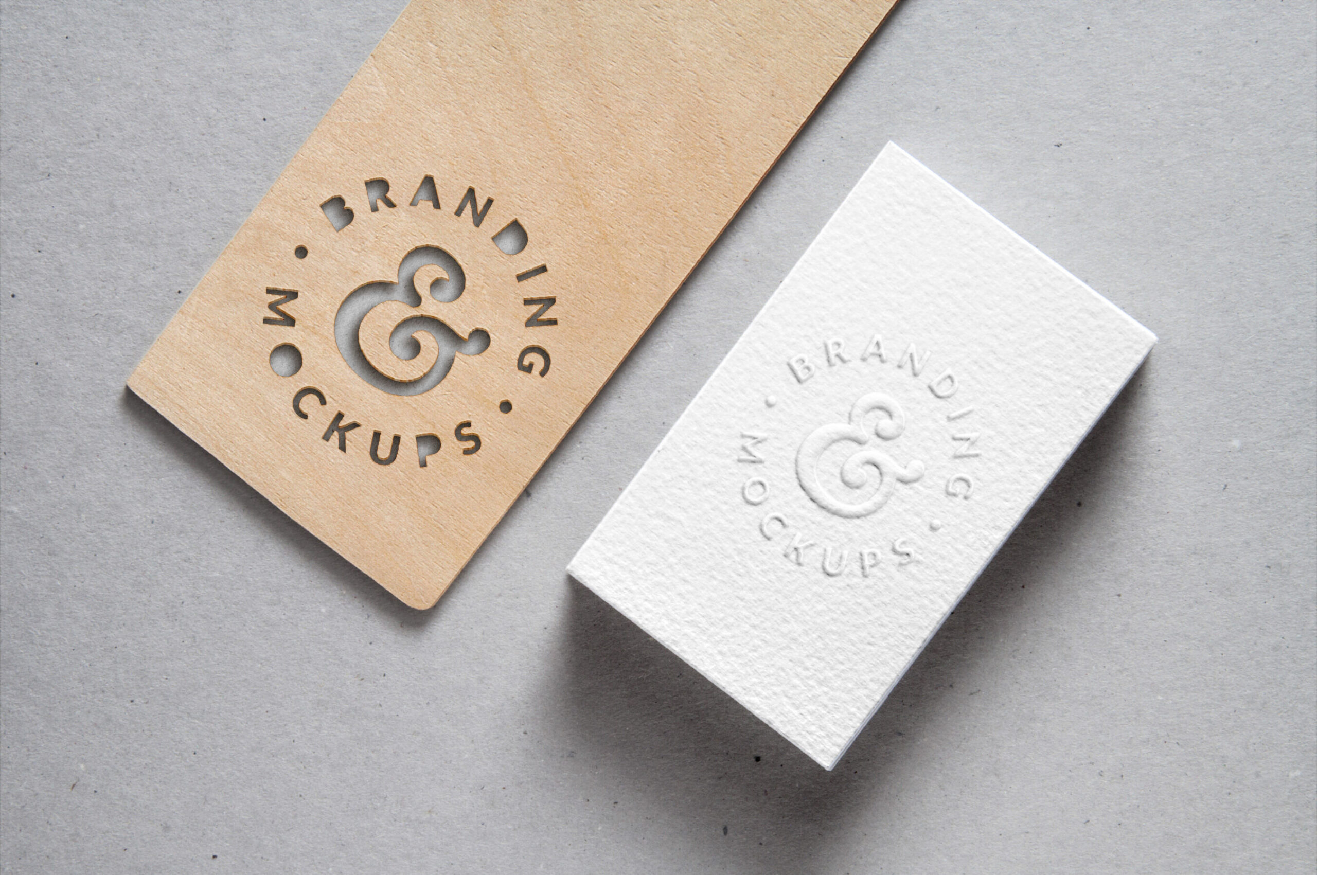 Mockup of a Cutout Wood with an Embossed B-Card FREE PSD