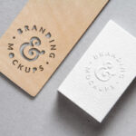 Mockup of a Cutout Wood with an Embossed B-Card