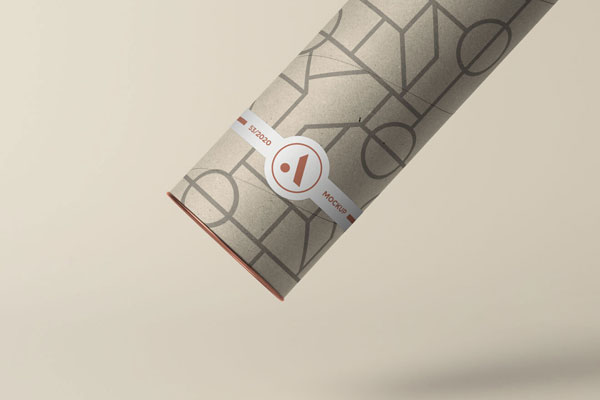 Mockup of a Floating Cardboard Tube Packaging