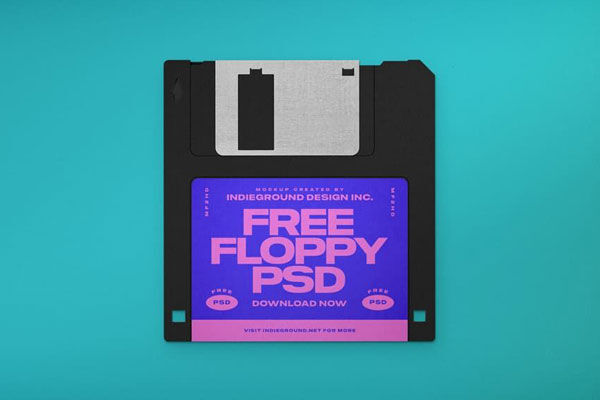 Mockup of a Floppy Disk Placed in the Top View