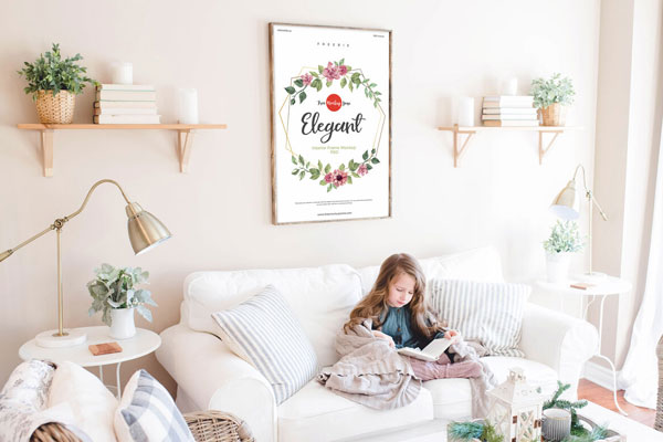 Mockup of a Frame in a Room with a Girl