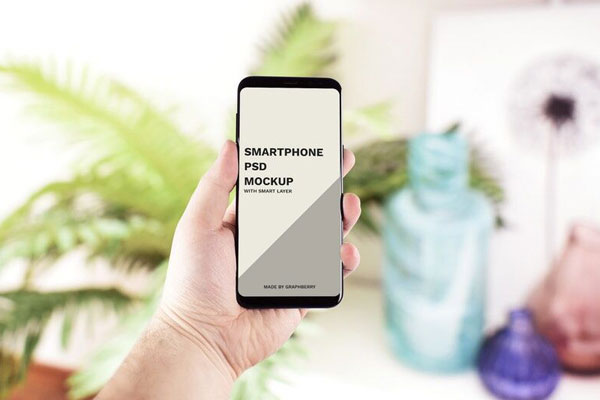Mockup of a Front View Smartphone in Hand