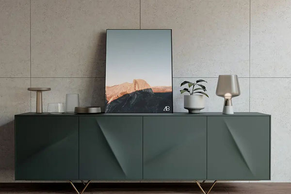 Mockup of a Modernistic Poster on a Stand