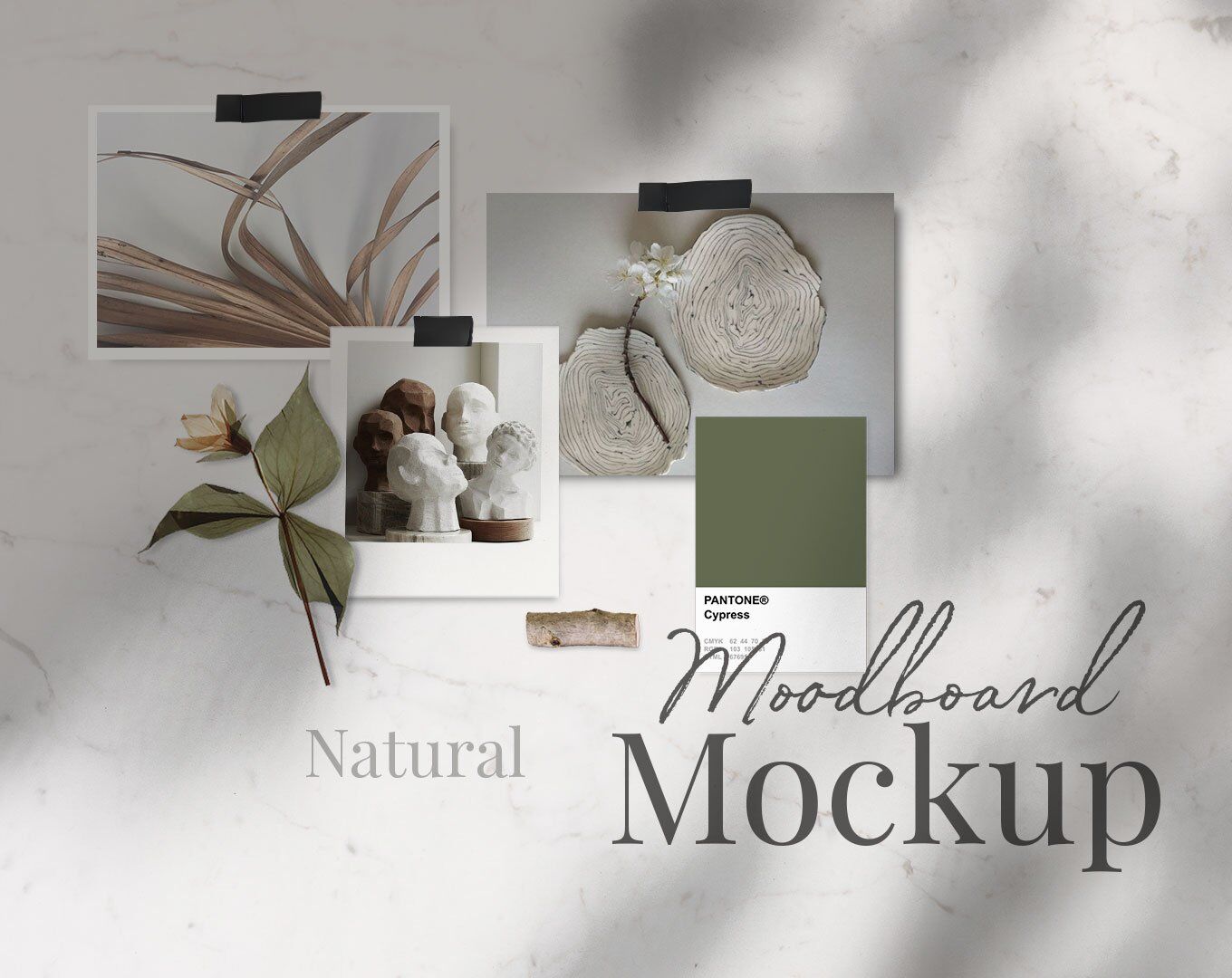 Mockup Of a Natural and Floral Moodboard FREE PSD