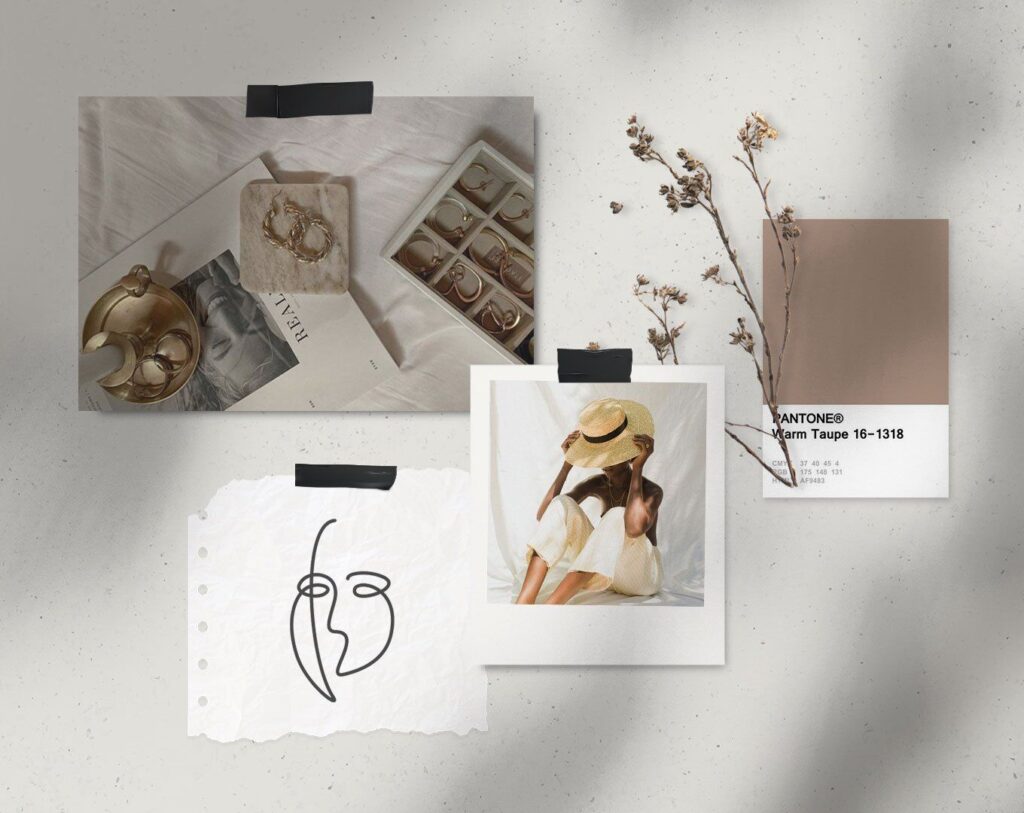 Mockup of a Natural and Floral Moodboard