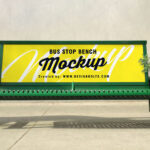 Mockup of a Outdoor Advertising Bus Stop Bench