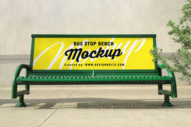 Mockup of a Outdoor Advertising Bus Stop Bench