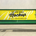 Mockup of a Outdoor Advertising Bus Stop Bench