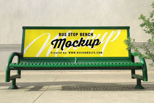 Mockup of a Outdoor Advertising Bus Stop Bench