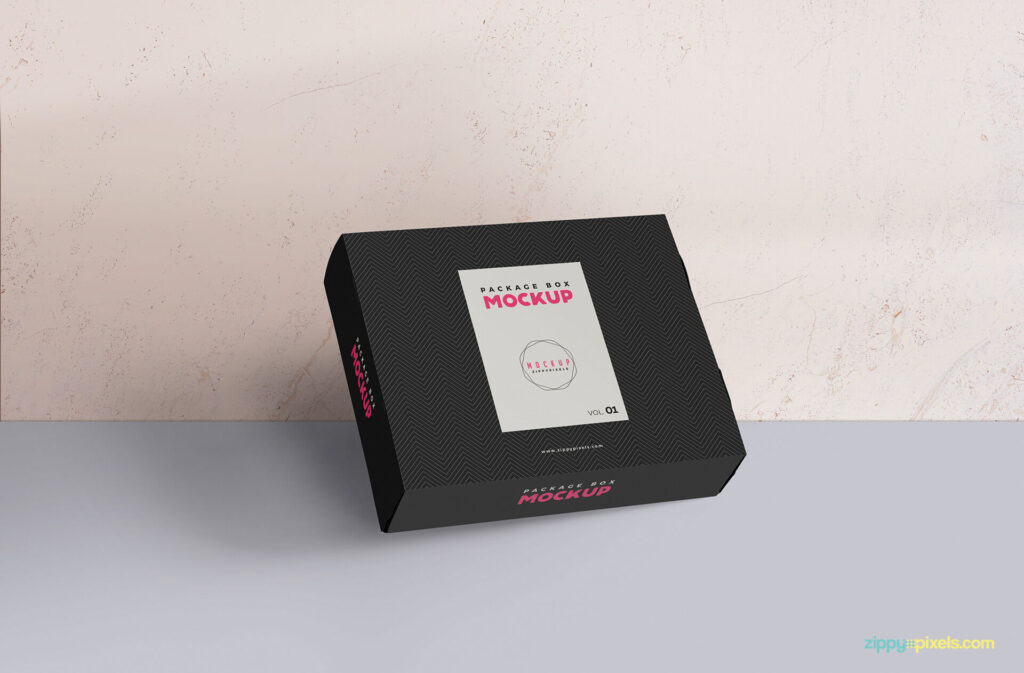 Mockup of a Packaging Box Against the Wall