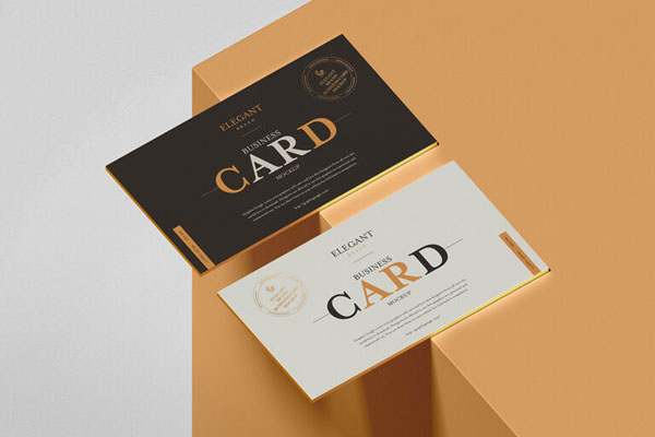 Mockup of a Pair of Business Cards in Thin Stacks