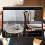 Mockup of a Person Using Tablet