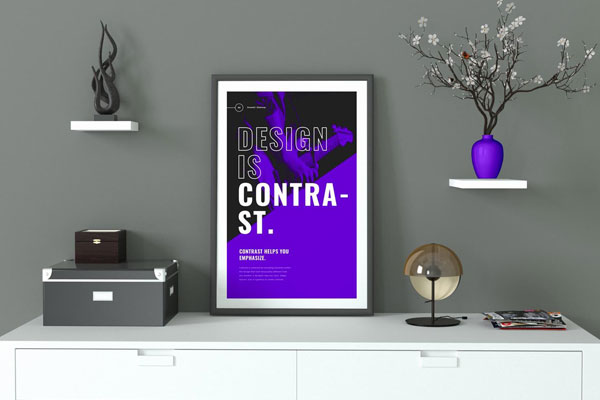 Mockup of a Photo Frame Poster Decorated with Modern Items