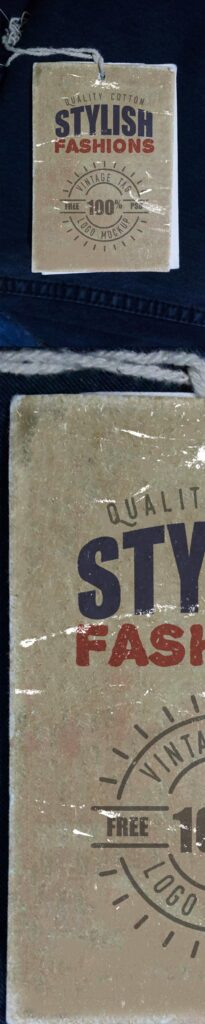 Mockup of a Rectangular Vintage Clothing Label