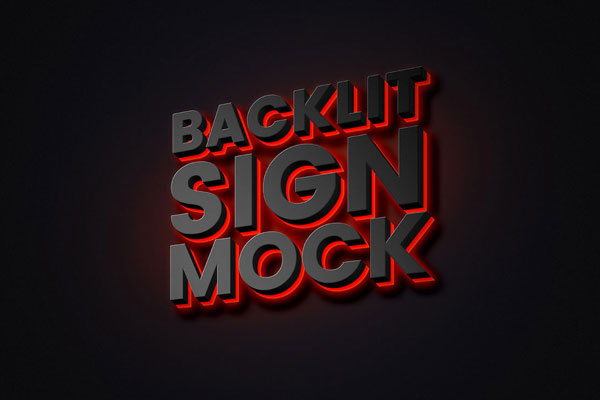 Mockup / Text Effect of a Backlit Neon Sign