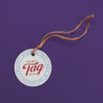 Mockup of a Round Product Tag with a String