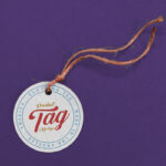 Mockup of a Round Product Tag with a String