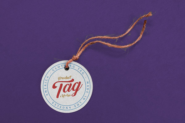 Mockup of a Round Product Tag with a String