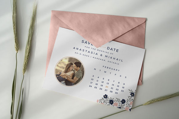 Mockup of a Save the Date Invitation Card and Envelope