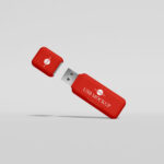 Mockup of a Slanting USB Flash Drive in the Front View