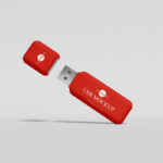 Mockup of a Slanting USB Flash Drive in the Front View