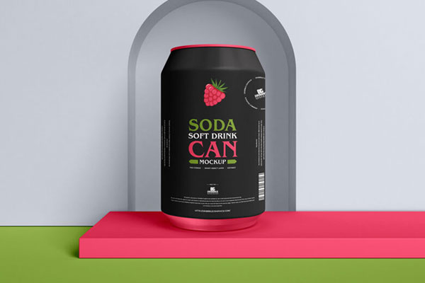 Mockup of a Soda Can Standing in the Front View