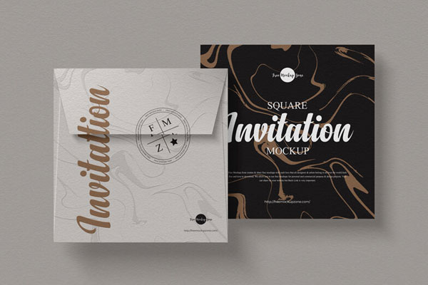 Mockup of a Square Envelope and Invitation Card
