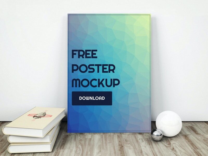 Mockup of a Standing Poster with Books