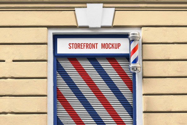 Mockup of a Storefront with a Metal Door