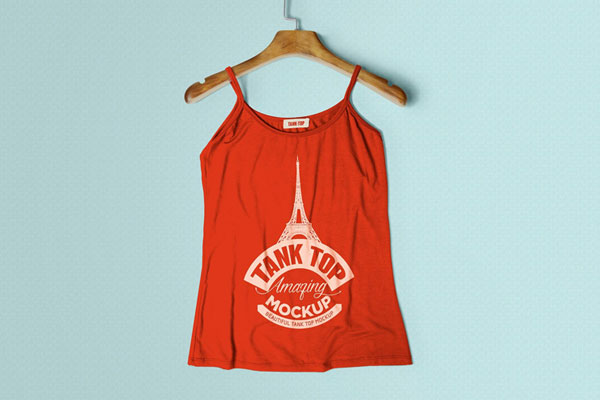 Mockup of a Tank Top In a Hanging Perspective