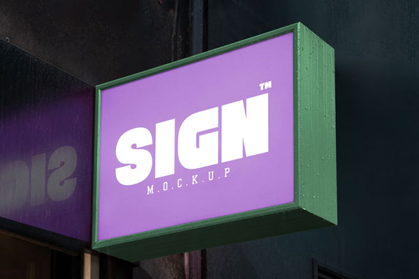 Mockup of a Wall-mounted Signage Board with Reflection