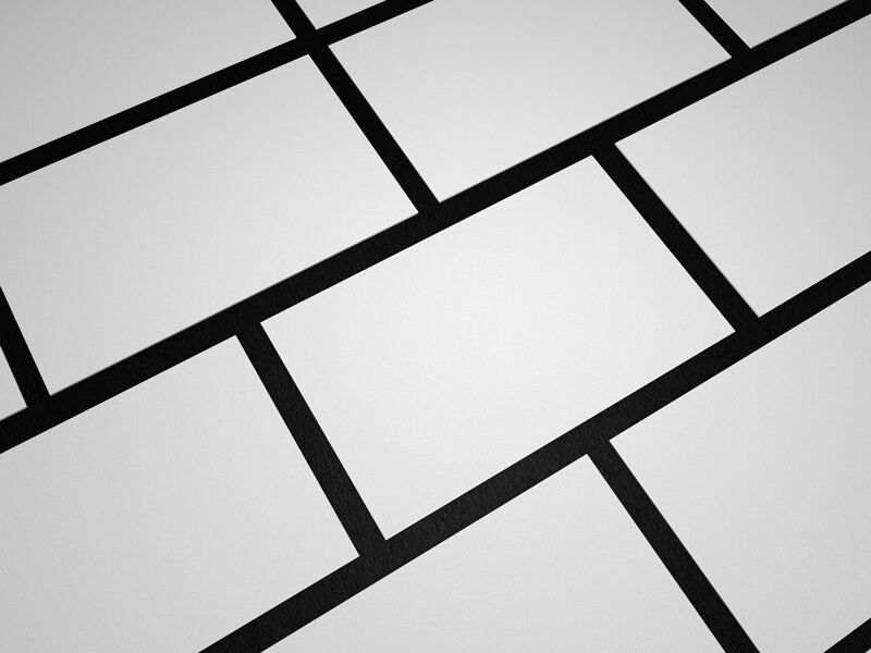 Mockup of Business Cards in Grid at the 34 Angle View