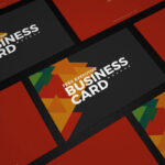 Mockup of Business Cards in Grid at the 34 Angle View