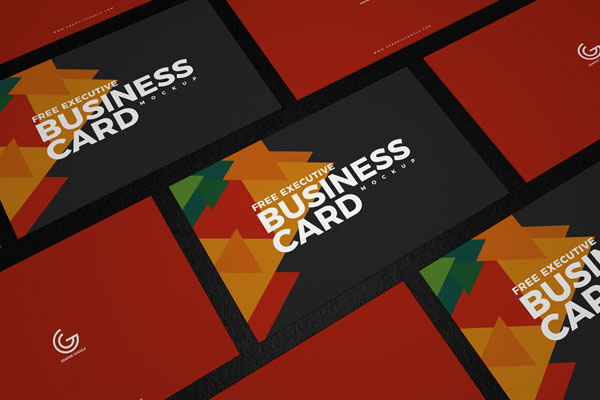 Mockup of Business Cards in Grid at the 3\4 Angle View