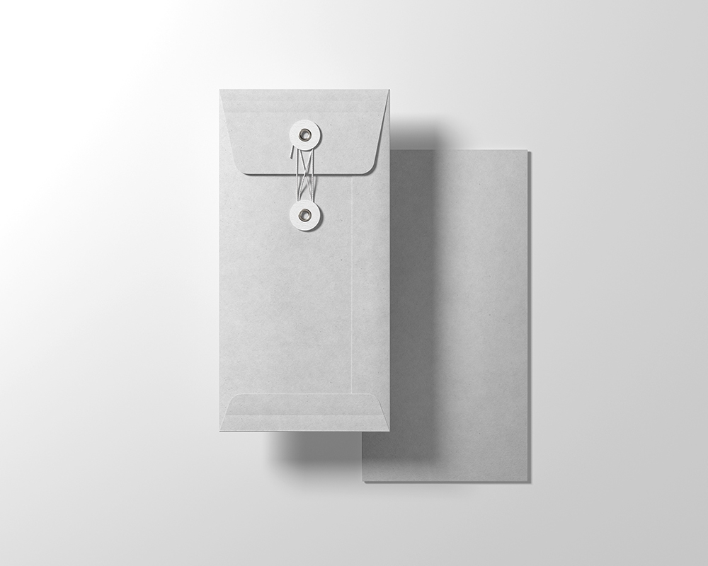 Mockup of DL Size String Envelope in Front View