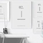 Mockup of Four Indoor Posters in Different Sizes with Shadow
