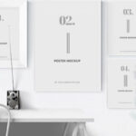 Mockup of Four Indoor Posters in Different Sizes with Shadow