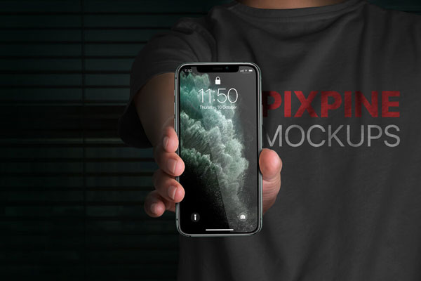 Mockup of iPhone 11 Pro in a Person’s Hand