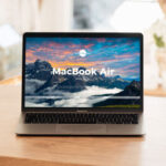Mockup of MacBook Air on Wooden Table