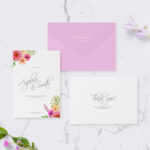 Mockup of Minimal Invitation Cards and Envelope Laid in Top View
