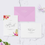 Mockup of Minimal Invitation Cards and Envelope Laid in Top View