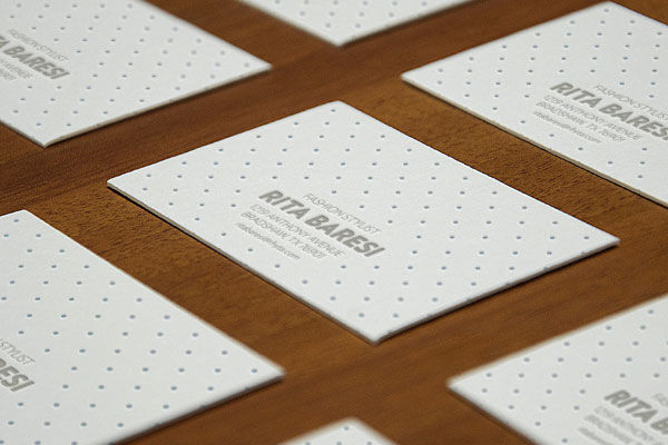 Mockup of Perspective Embossed Business Cards in Grid
