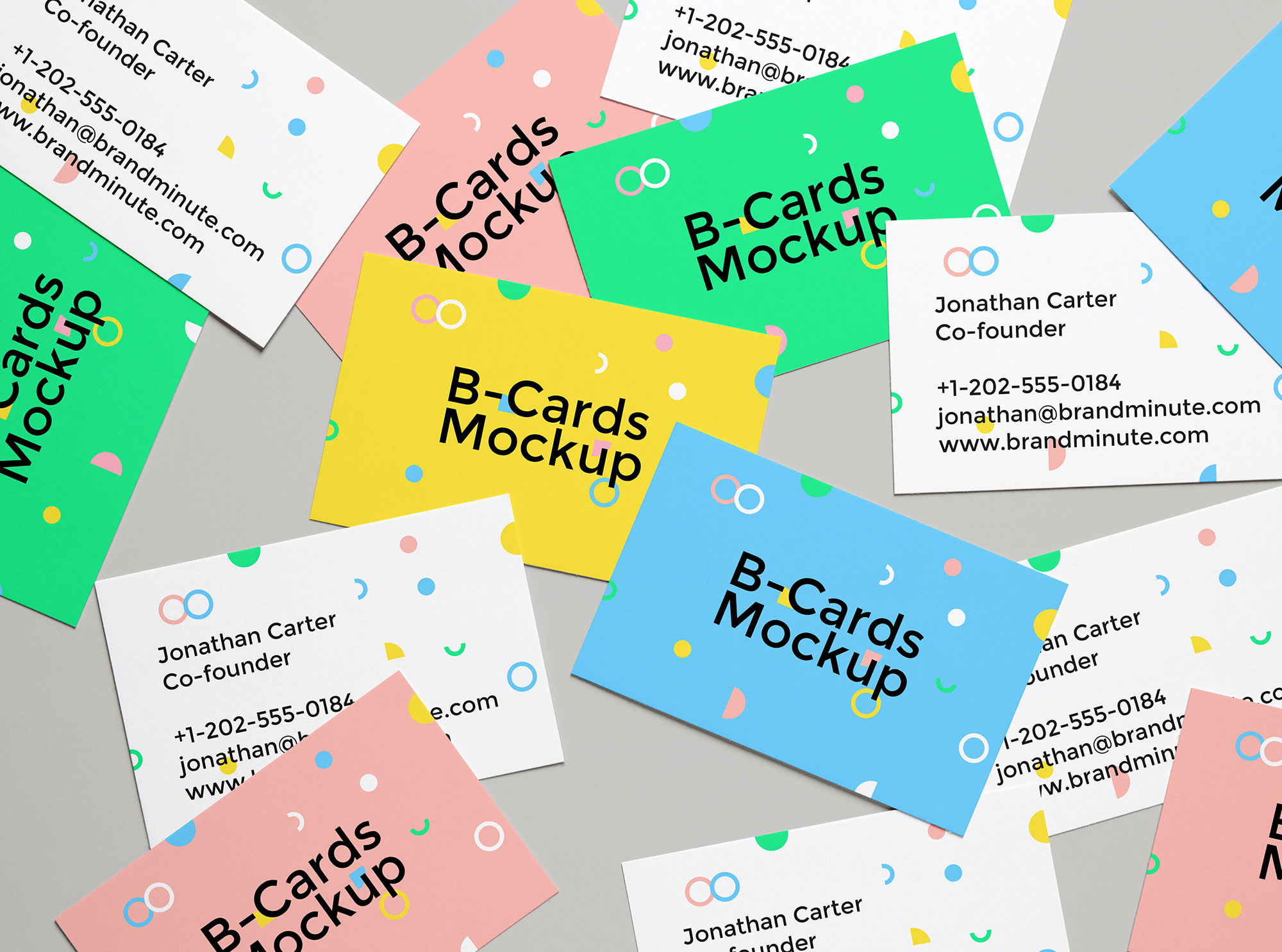 Mockup Of Realistic Business Cards Scattered On The Screen FREE PSD